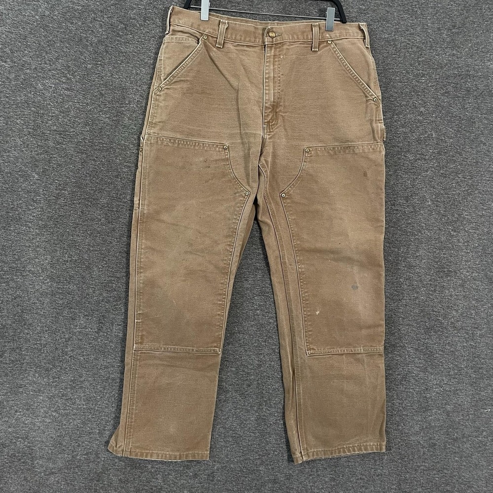 Carhartt Pants Mens 36x28 Brown Double Knee Relaxed Fit Carpenter Workwear